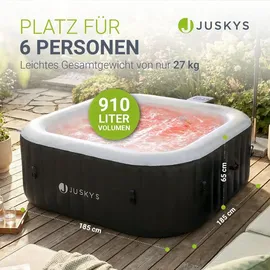 Juskys SpaLuxe 185 x 185 Schwarz/Weiß inkl. LED-Beleuchtung