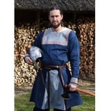 Battle Merchant Wikinger-Kostüm Wikinger Tunika Halvar mit Stickerei, blau XL blau XL | XL