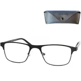 Metall Anti Blaulicht Brille Lesebrille mit rechteckigen Gläsern, Gratis Etui, Edelstahl Rahmen (Schwarz), Eckige Blaulichtfilter Brille Herren und Damen +1.0 Dioptrien - 1.0