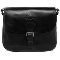 Sid & Vain YALE Schultertasche aus echtem Leder | Umhängetasche für kleine Damen | Handtasche aus Leder mit Schultergurt, handgefertigt, Schwarz, M, Einkaufstasche