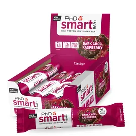 PHD Smart Dark Chocolate & Raspberry Riegel 12 x 64 g