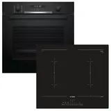 Bosch Herdset BOSCH Backofen Pyrolyse + Induktionskochfeld Booster + Teleskopauszug autark 60 cm