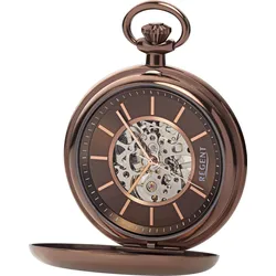 Taschenuhr REGENT, braun (bronzefarben), Taschenuhren, Damen, Herrenuhr, Handaufzug, Kette, offene Unruh