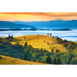 Fototapete PAPERMOON "Landschaft", bunt, B:5,00m L:2,80m, Vlies, Tapeten