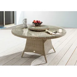 Destiny »MALAGA LUNA«, 6 Sessel, 1x Drehteller), (Set,19-tlg., 6xSessel, 1 Tisch Ø 150x75 cm), Aluminium, Polyrattan, Polyester, Sitzmöbel-Sets, inkl. Auflagen