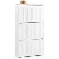 SoBuy Schuhkipper 61 x 120 x 26 cm mit 3 Klappen und verstellbaren Einlegeböden / weiß