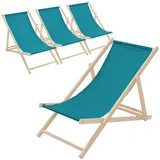 ECD Germany 4er Set Liegestuhl 57,5 x 83 x 100 cm Dunkelgrün