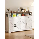 FiveWillowise Sideboard Küchenschrank Aufbewahrungsschrank mit Schubladen und Offenem Regal (1 St), Anrichte für Küche, Esszimmer, Wohnzimmer, 130x35x95cm, Weiß weiß