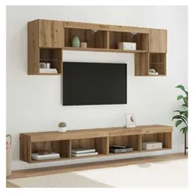 vidaXL TV Wand Einheiten mit LED 6 pcs Artisan-Eiche Holzwerkstoff