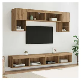 vidaXL TV Wand Einheiten mit LED 6 pcs Artisan-Eiche Holzwerkstoff