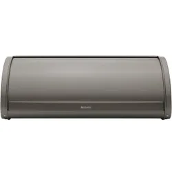 Brabantia Rollbrotkasten, 16 Liter , Platzsparender Brotkasten mit genopptem Boden für bis zu zwei Brote, Farbe: Platinum