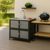 Hti-Living Spüle mit Abtropfläche und Unterschrank 83 x 43 x 0 cm Grau