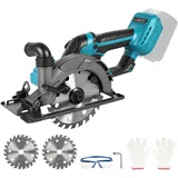 Akku Kreissäge für Makita 18V Batterie – Bürstenlose Mini Handkreissäge mit 2 Sägeblättern(150mm) – 6500 U/min, Schnitttiefe 56 mm, 0‐45° neigbar – Ideal für Holz & Kunststoff (Ohne Akku)