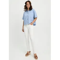 Slim-fit-Jeans WONDERJEANS, Damen, Gr. 36, Länge 32, weiß, Denim/Jeans, Obermaterial: 75% Baumwolle, 23% Polyester, 2% Elasthan, unifarben, casual, slim fit lang, Jeans, mit Logostickerei