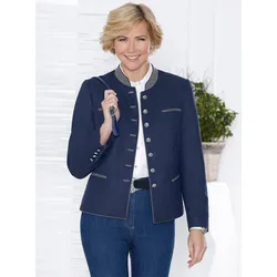 Kurzblazer CLASSIC "Blazer", Damen, Gr. 52, blau (marine), 50% Polyester, 50% Wolle, Langarm, Blazer