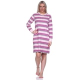 normann Damen Kuschel Frottee Nachthemd Langarm mit Bündchen - Streifenoptik - auch in Übergrössen, Farbe:rosa, Größe:36/38 - 36-38