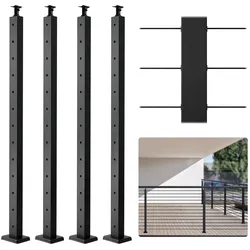 VEVOR 4 Stk. Kabelgeländerpfosten 107x2,54x5cm Pfosten mit horizontalen Löchern 4JZLGZHS1067WULW0V0