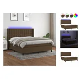 vidaXL Boxspringbett mit Matratze & LED Dunkelbraun 180x200 cm Stoff