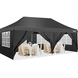 COBIZI 3x6 Pavillon,Faltpavillon 3x6 Wasserdicht Stabil mit 6 Seitenwänden, Upgrade-Hochdach und Tragetasche, Outdoor Pop Up Gartenpavillon Partyzelt für Garten, Party, Festival, Hochzeit, UV50+