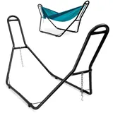 GOPLUS Hängemattengestell Metall, Hängemattenständer Outdoor bis 200kg belastbar, passend für Hängematten von 2,75m bis 3,6m, Hängematte Gestell XXL für Garten Hof Balkon, Terrasse, Schwarz