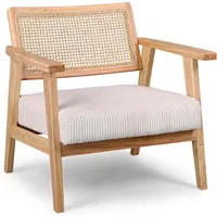 Frankystar - Artena - Sessel aus massivem Holz von Parawood mit Sitz aus Polyrattan und Sitz aus geripptem Samt