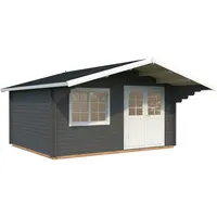 Palmako Gartenhaus Sally 15,5 m2 - 44 mm dunkelgrau/weiß