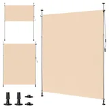 LEADZM Klemmmarkise Senkrechtmarkise 200x305 cm,Ausziehbar & Blickdicht, UV-Schutz 50+ & Wasserfest, Ohne Bohren mit Handkurbel für Garten, Terrasse, Balkon&Wohnzimmer,Khaki