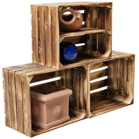 Teramico Holzkiste 50 x 40 x 30 cm 3-tlg. braun