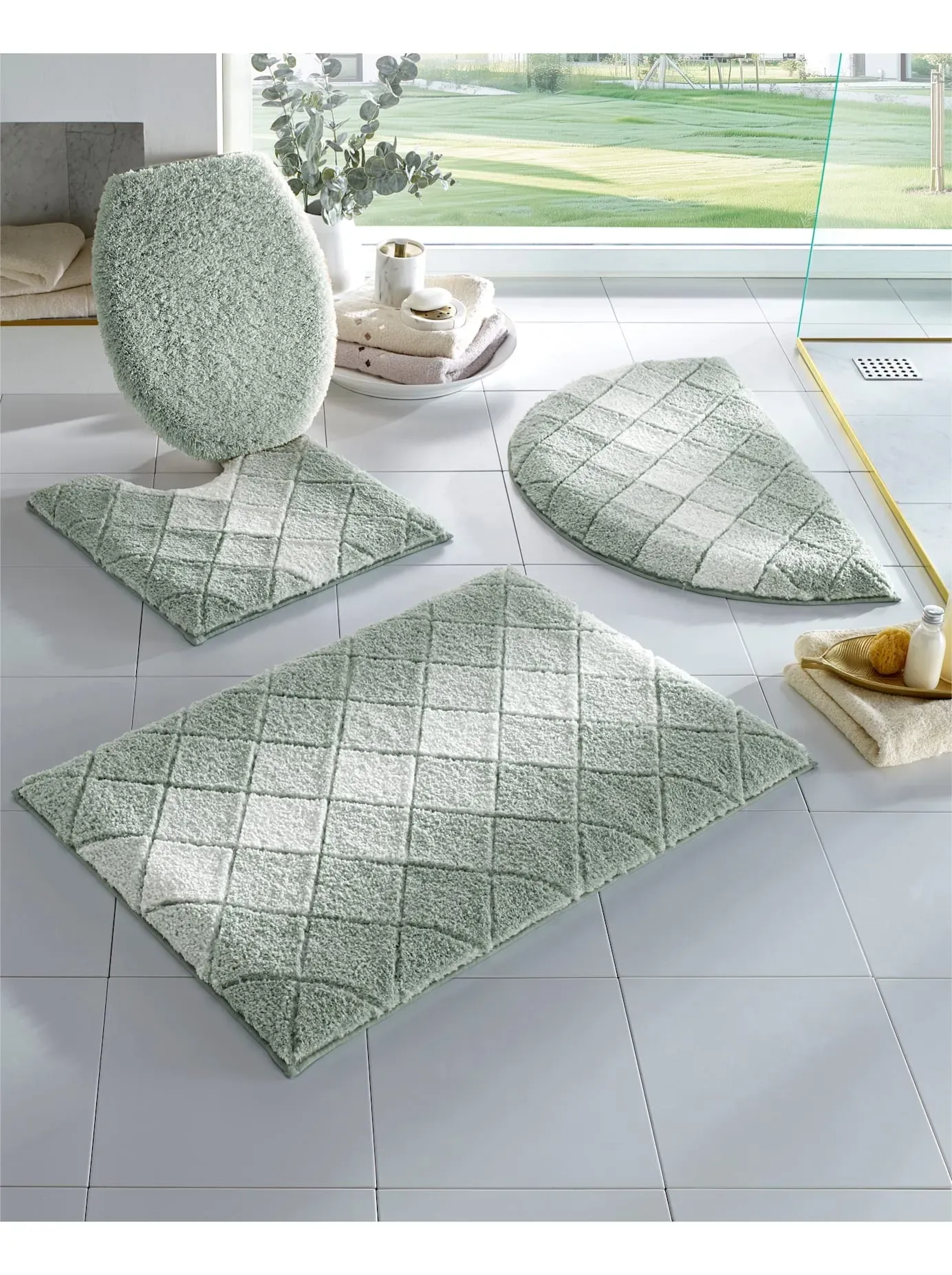 Badematte HAGEMANN Gr. 6, kalkmint, halbrund (50cm x 80cm ), 1 Stk., Badematten, Badematte