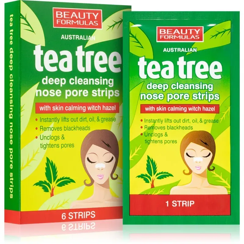 Beauty Formulas Tea Tree Reinigungspflaster für verstopfte Poren auf der Nase 6 St.