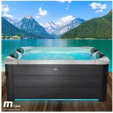 BRAST Whirlpool MSpa Oslo & Amber Aero Plus mit Fester Außenwand inkl. LED-Beleuchtung, Aufstellbecken, (für 6 Personen, 180x180x65cm, 140 Massagedüsen), Ganzjähriger Einsatz Winterfest, In & Outdoor Pool grau