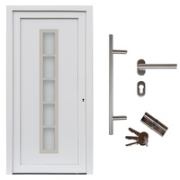 kuporta Haustür Hauseingangstür aus Kunststoff Meridana Türen 88 x 190 cm DIN links weiß mit Stoßgriff-Set