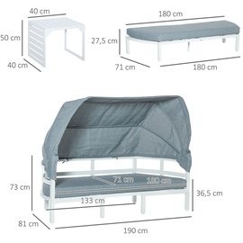 Outsunny 4-teiliges Gartenmöbel-Set mit Beistelltisch Dach Bank Balkonmöbel Set Sofa mit Kissen Outdoor Alumi