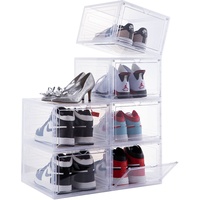Attelite Schuhboxen, 6 Stück, stapelbare Kunststoff-Schuhbox mit transparenter Tür, als Schuhaufbewahrungsbox und durchsichtige Schuhbox, einfache Montage, passend bis US-Größe 12 (34x26.9x18.8 cm)
