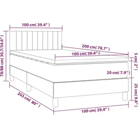 vidaXL Boxspringbett mit Matratze Dunkelbraun 100x200 cm Stoff - Braun
