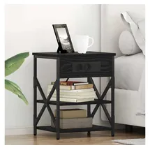 vidaXL Nachtschrank mit Regal 41 x 31 x 51 cm Schwarz Eichen-Optik
