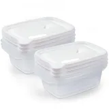 Gucass 6 Stk 900ml Tiefkühldosenset, Gefrierbehälter 0,9l Rechteck 19x13x6.4cm, Kunststoff Meal Prep Boxen Frischhaltedosen mit Deckel, Gefrierdosen Set BPA-Frei, Essensbox Mikrowellengeeignet, Weiß