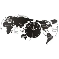 HOMSFOU 1 Stück Größe Hängen Große Welt Zuhause Stumm Zimmer Batterie Uhr Einzigartige Persönlichkeit Acryl Kunst Cafe Schlafzimmer Uhr Kreativ L Büro Ohne Lebende Batterien Mode Für
