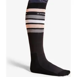 Reitsocken SKS100 Erwachsene schwarz mit rosafarbenen Streifen EINHEITSGRÖSSE