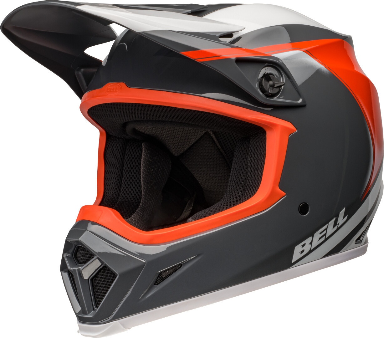 Bell MX-9 MIPS Dart Motorcross Helm, grijs-wit-oranje, L