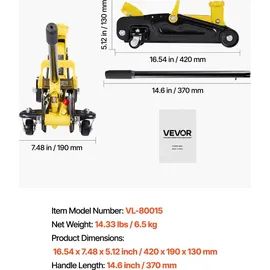 Vevor Rangierwagenheber Stahl 1,5 t 13-31 cm Gelb/Schwarz