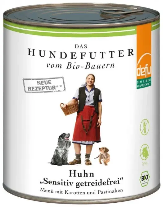 defu Nassfutter Hund Huhn Sensitiv getreidefrei bio 820g