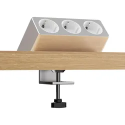 Luxor 3-fach Steckdose, EU-Schutzkontakt, 2m Kabel, Tischklemme, Untertischmontage, Bürosteckdose, Mehrfachsteckdose Tisch, 230VAC, Schreibtischsteckdose, Flexibel montierbar, Kabelmanagement, 16A