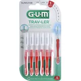 Gum TRAV-LER 0,8mm Kerze rot Interdental+6Kappen Interdentalbürsten