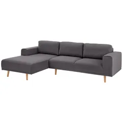 Ecksofa HOME AFFAIRE "Lasse L-Form", grau (anthrazit), B:273cm H:90cm T:167cm, Struktur fein( 100% Polyester), Filzoptik (100% Polyester), Luxus-Microfaser (100% Polyester), Sofas, im scandinavischen Stil mit Holzfüßen