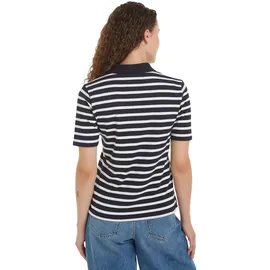 Tommy Hilfiger 1985 Regular Pique Stripe Kurzarm-poloshirt Breton Ecru / Desert Sky S