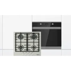 Backofen-Set, Elektroofen, 1-Teleskopauszug, Umluft, Touch, 68L, Gaskochfeld WOK Aufsatz 4kW!