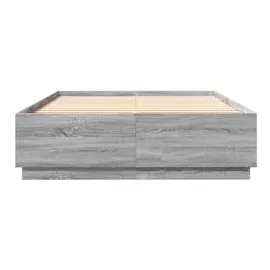 vidaXL Bettgestell mit LED Grau Sonoma 160x200 cm Holzwerkstoff