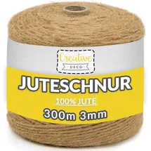 Creative Deco Juteschnur Natur Braun | 985 Fuß | 2-3 mm 3-Lagig Jutekordel Jutegarn Hanfschnur Juteband Paketband Stark | Jute Schnur Kordel Seil Für Dekoration, DIY Handwerk, Verpackung