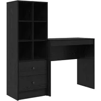 VidaXL Schreibtisch mit Stauraum Schwarz Eiche